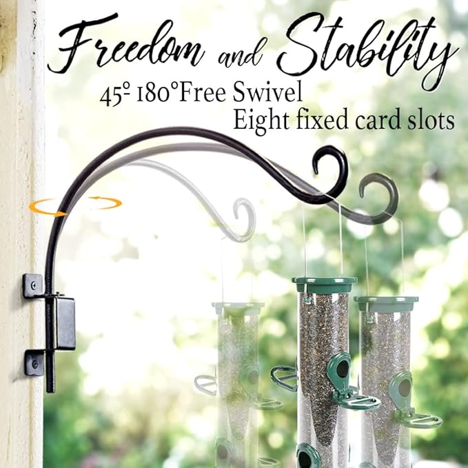 Swivel Bird Feeder Hanger Hook: Swivel Hanging Plant Bracket Outdoor - Wall Mount Swivel Hanging Hook for Bird Feeder 16Inch 2Packs