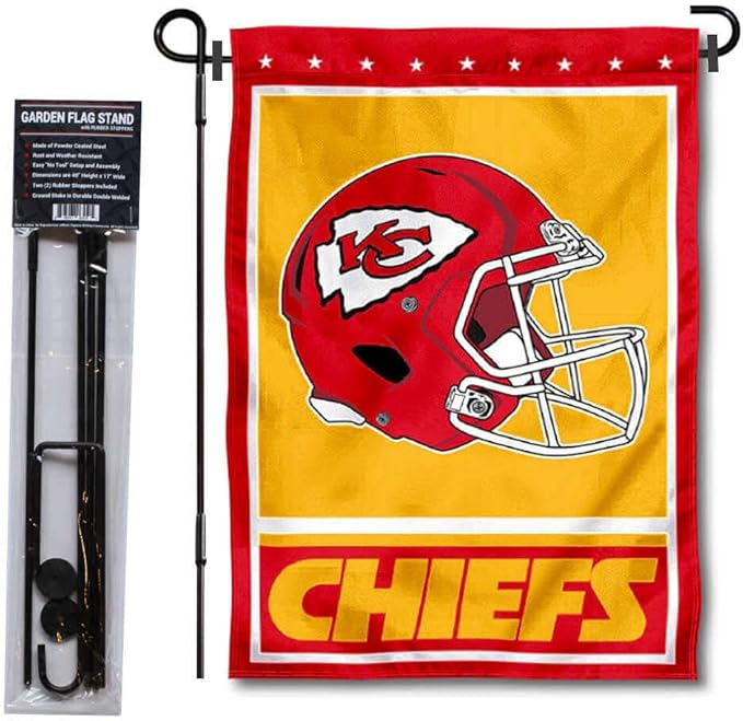 WinCraft Kansas City Chiefs Football Garden Flag and Pole Stand Holder