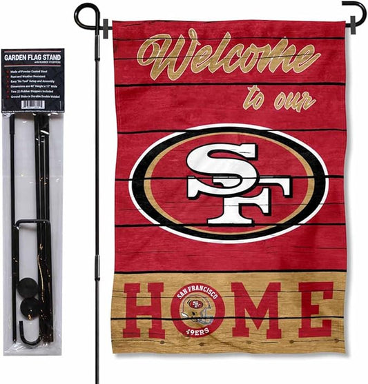 WinCraft San Francisco 49ers Welcome to Our Home Garden Flag and Flagpole Mount