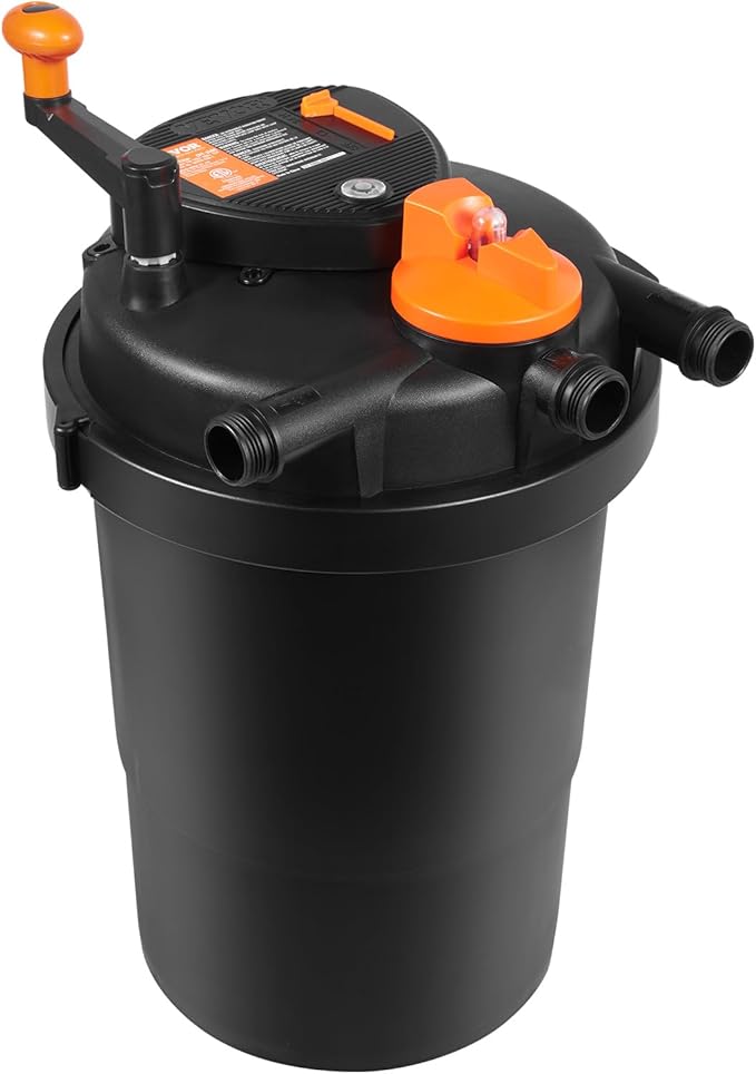 VEVOR Bio Pressure Pond Filter, Up to 2000 Gallons, with 13W UV-C Light, 1840 GPH, Pressurized Biological Pond Filter System Filtration Equipment for Fountain Pool, Koi Fish Aquarium Tank Garden Water