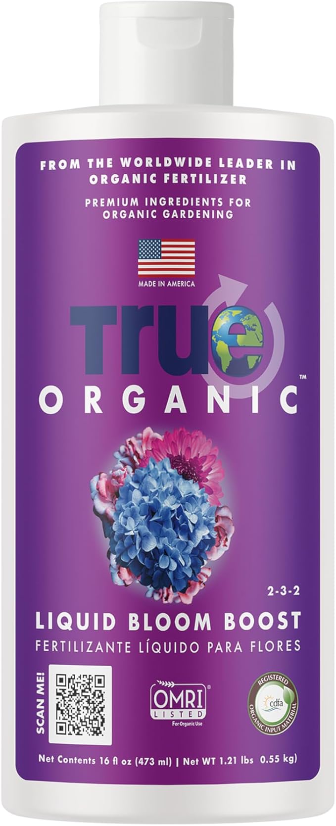 True Organic Liquid Bloom Boost – Organic Bud, Bloom & Blossom Fertilizer – 32 fl. oz. Bottle Covers 60 Sq. Ft.
