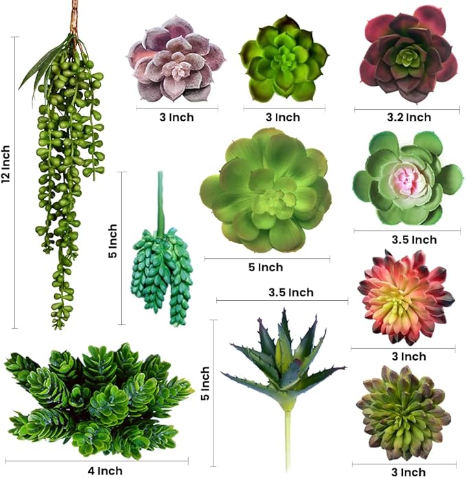 DECOROUS Artificial Succulents Plants Unpotted -14 Pack– Large Fake Succulent Plant Indoor Outdoors – Realistic Faux Cactus Suculentas Bulk for Home DIY Décor – Small Desert Plastic Cacti Succulants