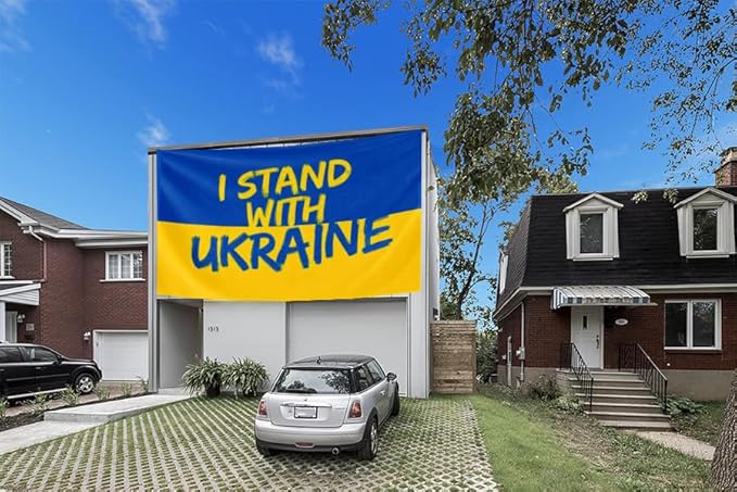 I Stand with Ukraine Flag Extra Large Flag 6x10FT Giant Ukrainian National Polyester Banner With 3 Grommets Fade Resistant Vivid Color For Patriotic Festival Events Party Decoration