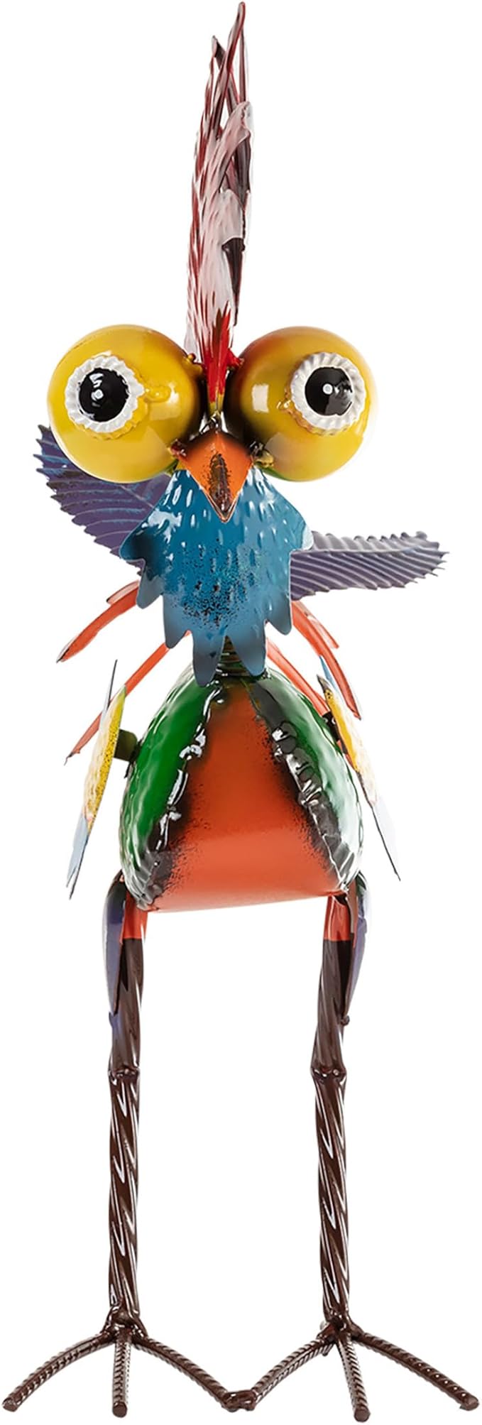 Alpine Corporation - 18" Tall Wacky Metal Rooster Yard Statue – Colorful Indoor/Outdoor Farm Animal Décor for Garden, Patio, Lawn, or Porch