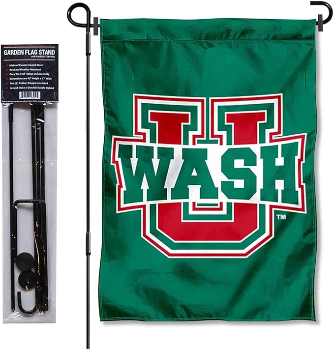 College Flags & Banners Co. Washington St. Louis Bears Dual Logo Garden Flag with Pole Stand Holder