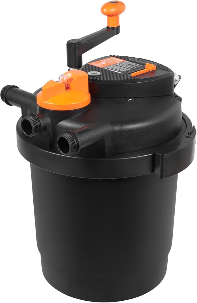 VEVOR Bio Pressure Pond Filter, Up to 1600 Gallons, with 13W UV-C Light, 1580 GPH, Pressurized Biological Pond Filter System Filtration Equipment for Fountain Pool, Koi Fish Aquarium Tank Garden Water
