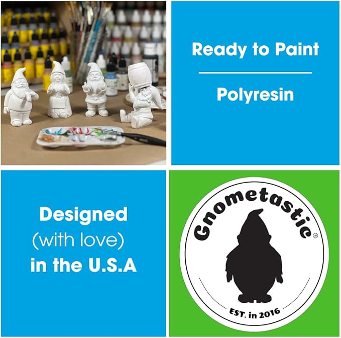 Gnometastic Gnude Mini Gnomes - Smoking Hippie Unpainted Gnome Statue, 3.5in DIY Paint Your Own Gnome Mini -Funny Garden Gnomes to Paint for Adults