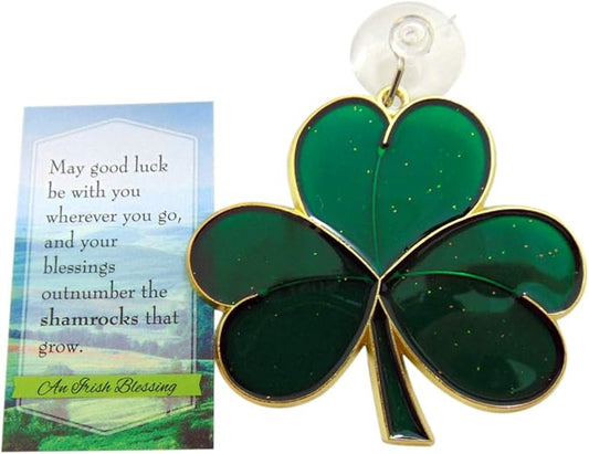 Shamrock Suncatcher Gift Set Irish Blessing Prayer Card and Irish Sun Catcher
