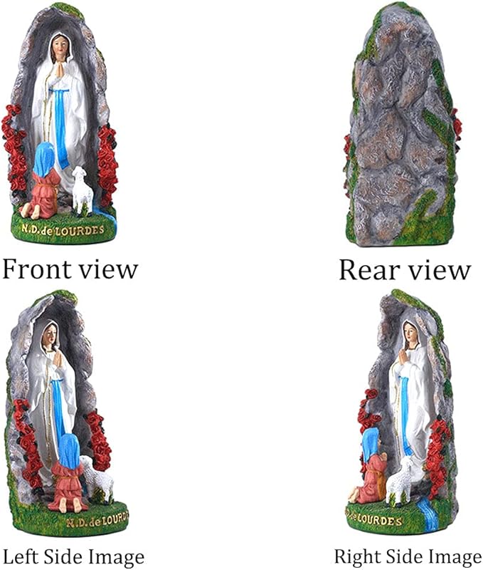 Our Lady of Lourdes Statue - 8" Resin Figurine - Saint Bernadette and Mary Statue, Sculpture with Hand-Painting - Ideal Religious Gift for Baptisms, Communions, Confirmations, Weddings, and Holidays