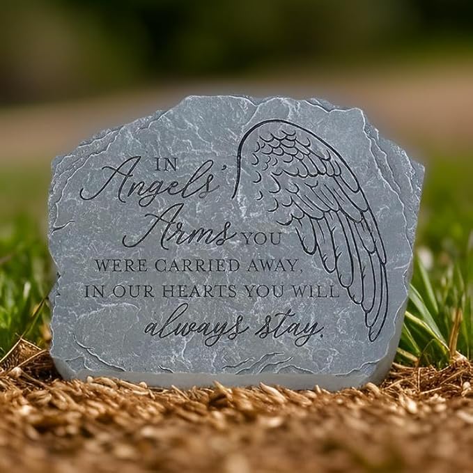 Carson Decorative in Angels' Arms Memorial Garden Stone for Loss of Loved One - Sympathy Gift for Funeral - Remembrance Stepping Stone for Indoor Outdoor Home Decor