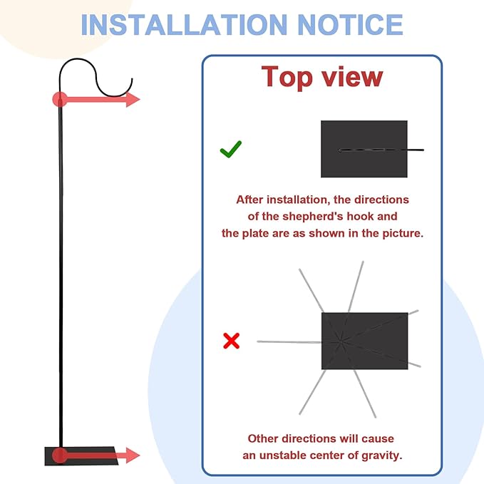 Liitrton 62.6 Inch Shepherds Hooks for Outdoor, Adjustbale Hummingbird Feeder Stand Bird Feeder Pole Wind Chime Stand with Flat Base, 4 Prongs Base and Water Weight Bag (2 Pack)