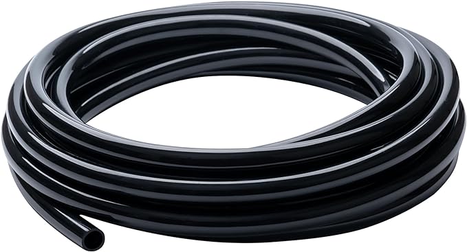 Black Vinyl Tubing 1/4” ID × 3/8” OD - 10 Feet PVC Flexible Plastic Tube Hybrid Hose, Transfer Water Air Oil for Pond Fountain Garden, Non-toxic and BPA free