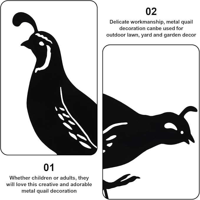 jojofuny 4pcs Garden Quail Stake Bird Yard Art Metal Statue Decor Animals Silhouette Outdoor Decoration Courtyard Ornaments for Lawns Backyard Patio Backyard Pathway