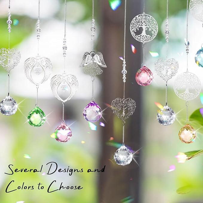 Sympathy Gift Modern Grief Gift for Lose of Loved Ones, Memorial Suncatcher with 40mm Crystal Ball, Sorry for Your Lose Rainbow Maker, Bereavement Gift Idea Angel Wings Design, Purple