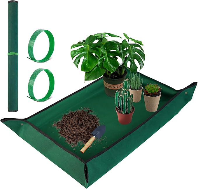 Extra Large Repotting Mat for Indoor Plant Transplanting and Mess Control, 43" X 29" Thickened Waterproof , Foldable and Easy to Clean Gardening Work Mat & Succulent Plant Mat Green