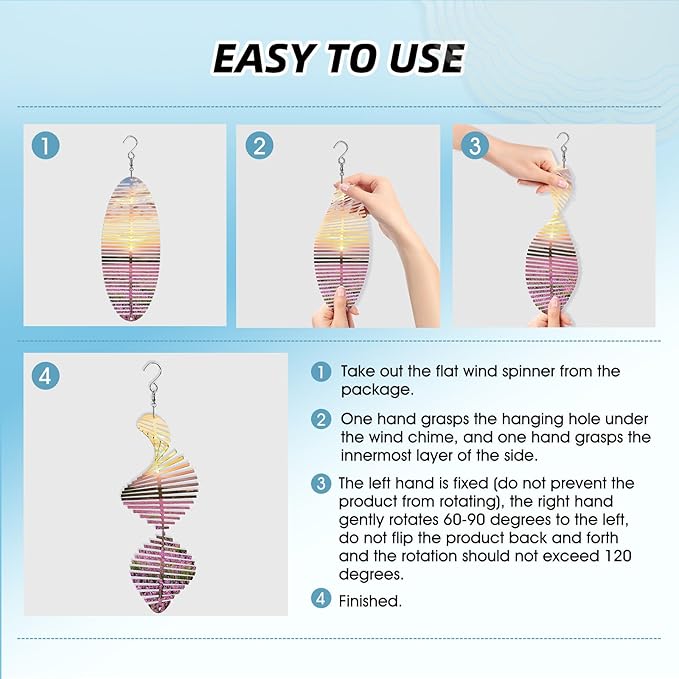 Sublimation Wind Spinner Blanks 8 Inch 5 Pack Wind Spinners Sublimation Blanks with Crystal Pendant Aluminum Metal Wind Spinners for Yard Garden Indoor Outdoor Window Porch Decoration（Fishbone