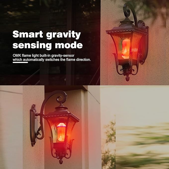 OMK - Christmas Decor LED Flame Effect Light Bulbs - Upgraded 4 Modes Fire Simulated Lamps - Holiday/Christmas Gifts/Party/Indoor/Outdoor Decoration Lights(Red 2)