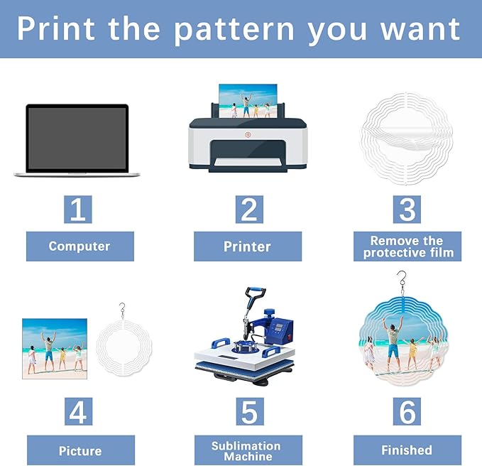 8 Pcs Sublimation Wind Spinner Blanks 8 Inch Bulk Aluminum Metal Sublimation Blanks Product Heat Press Transfer Outdoor Garden Decoration Sublimation Blank Wind Spinners for DIY Gift