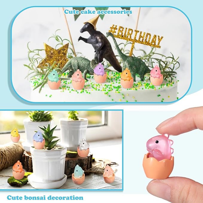 Libima 50 Pcs Mini Resin Luminous Dinosaur Figures Glow in The Dark Dinosaur Miniatures Resin Tiny Animal Figurines for Fairy Landscape Garden Aquarium Dollhouse Decor(Dinosaur)