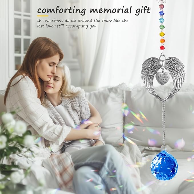 Memorial Gifts for Loss of Loved One Unique Sympathy Gifts Rainbow Sun Catcher Indoor Window Hanging Crystal Prism Grief Bereavement Gifts Ideas for Who Loss of Mom Dad (Navy Blue)