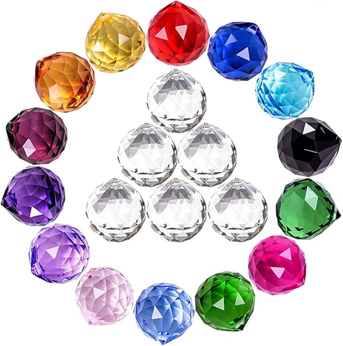 MerryNine 20Pack Crystal Ball 0.8"/20mm Prism Sun Shine Catcher Rainbow Pendants Maker, Hanging Crystals Prisms for Windows, for Feng Shui, for Gift (Multicolor)