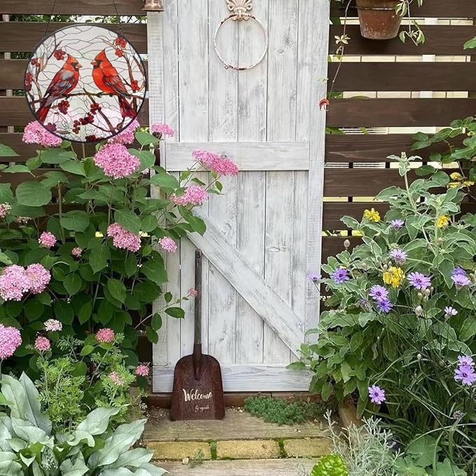 Cardinal Red Bird Suncatcher Stained Glass Suncatchers 7.87 Inch Stained Glass Ornament for Home Decor Indoor Wall Art for Christmas Day Valentine's Day Mother's Day Women