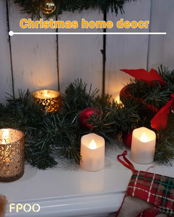 12 PCS Rechargeable Candles Flameless Tea Lights with Remote, USB LED Tealights with Timer Flickering Fake Candle, Votive Tea Light for Halloween, Holiday, Christmas, Party, Home Decorations