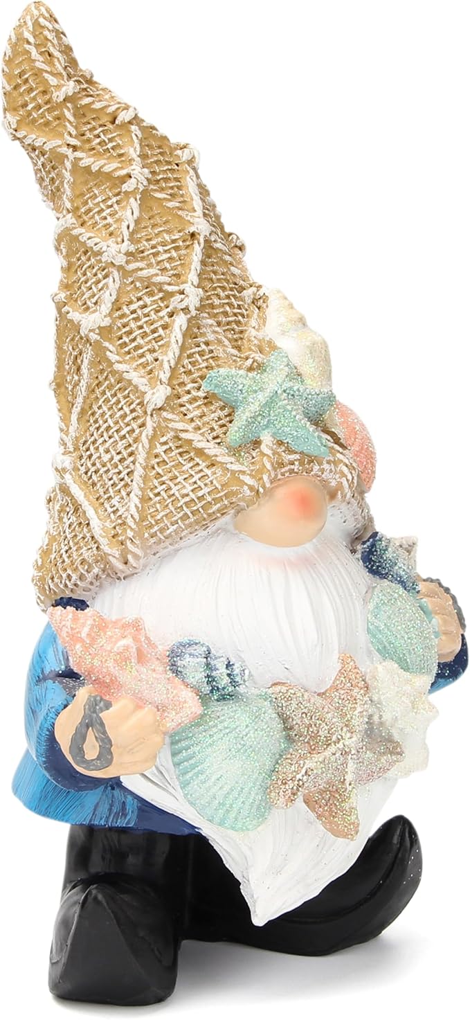 Leekung Garden Gnomes Statues Outdoor Funny - Garden Gnomes Decor Garden Decor Garden Figurine Ocean Gnomes Decor for Outdoor Indoor Beach Gnome Sculpture for Patio Lawn Yard Porch Bookshelf Gifts