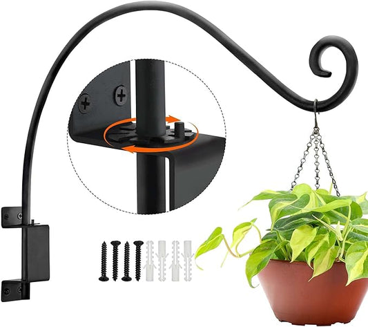 Swivel Hanging Plant Bracket Outdoor: Long Swivel Bird Feeder Hanger Bracket for Tree - Wall Mount Swivel Hook for Hummmingbird 22Inch