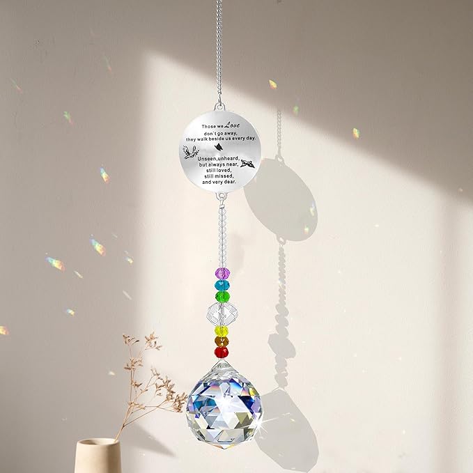 Memorial Gifts Crystal Suncatcher,Unique Sympathy Gifts for Loss of Loved One,Rainbow Maker Bereavement Gifts Box for Loss of Father Mom Dad Son Daughter Husband Brother Grandmother (Wing)