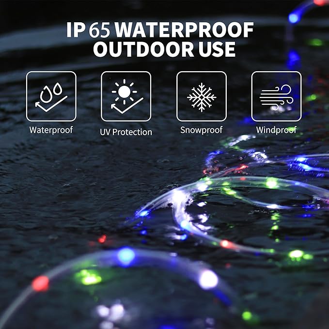 LED Rope Lights for Outside 50Ft Waterproof Led Rope Lighting 214 LEDs 110V 8 Modes Remote Control Timer Led Strip Light for Indoor Outdoor Party Holiday Garden Decoration (Multicolor)