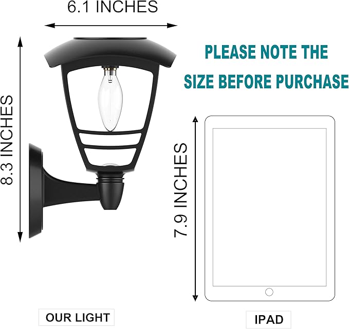 MAGGIFT 4 Pack Solar Powered Wall Lantern, Outdoor 10 Lumen LED Edison Bulb Warm White Solar Lights Wall Sconce with No Wiring Required, Fixture with Wall Mount Kit