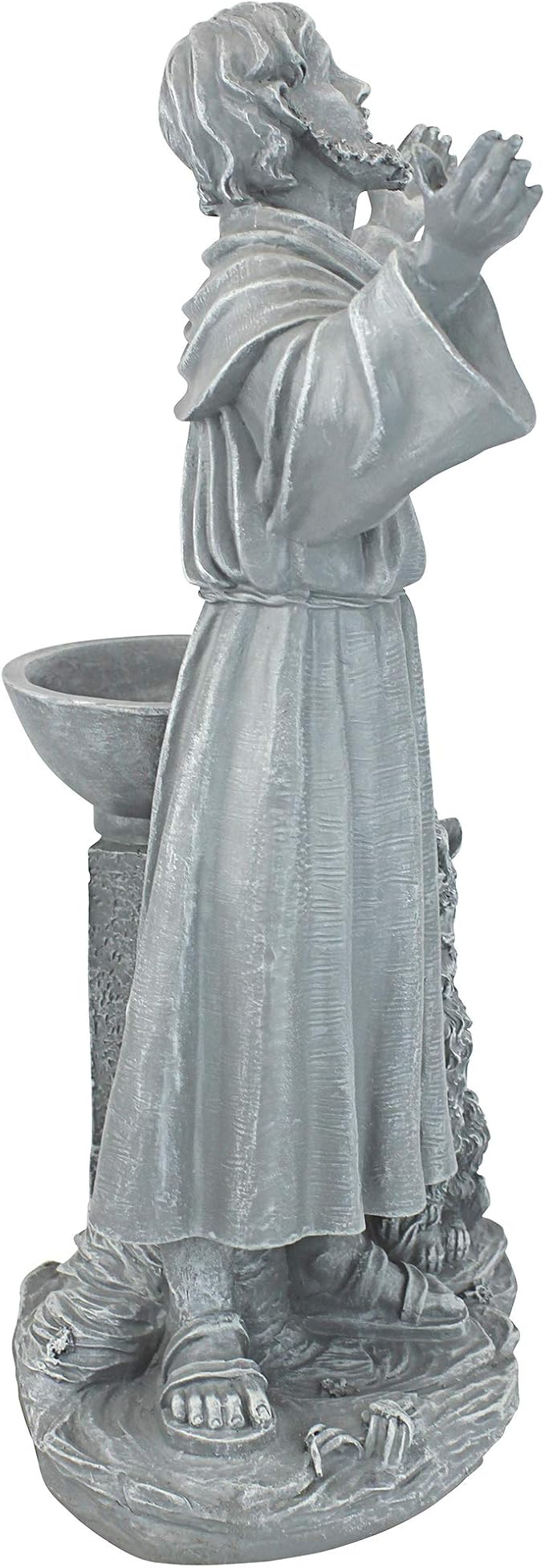 Design Toscano Francis of Assisi Blessing Religious Garden Decor Statue with Bird Bath Feeder, 19 inches Tall, Cast Stone Resin, Gray Stone Finish