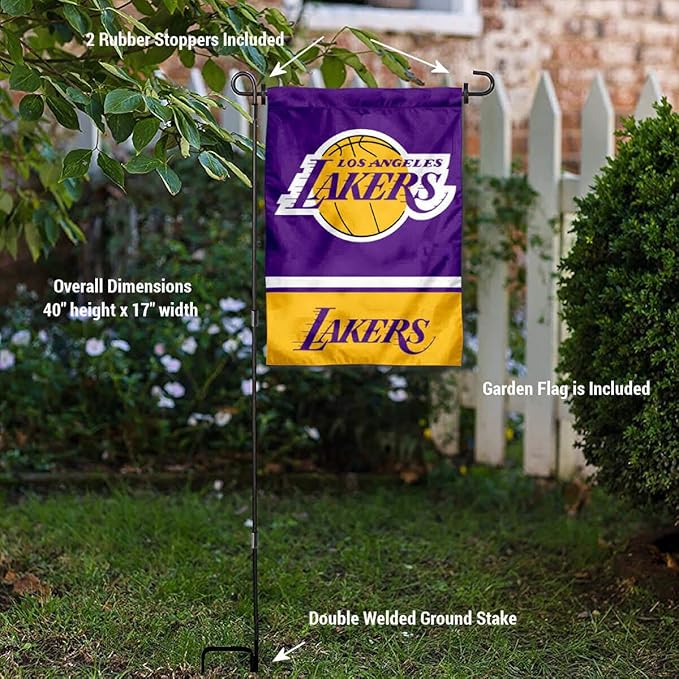 WinCraft Los Angeles Lakers Garden Flag and Pole Stand Holder