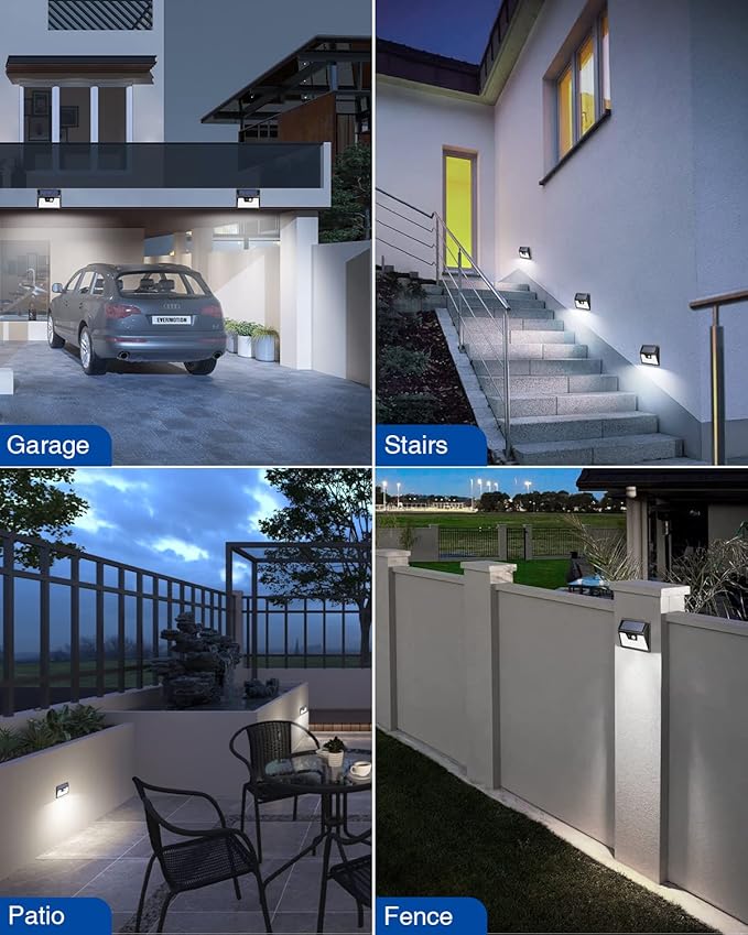 Peasur 140LED Solar Powered Lights Outdoor Waterproof, 3 Packs Motion Sensor Light Ultra-Bright, 3 Modes Fence Security Lighting for Outside Yard Wall Deck Step Garden(Cool White)