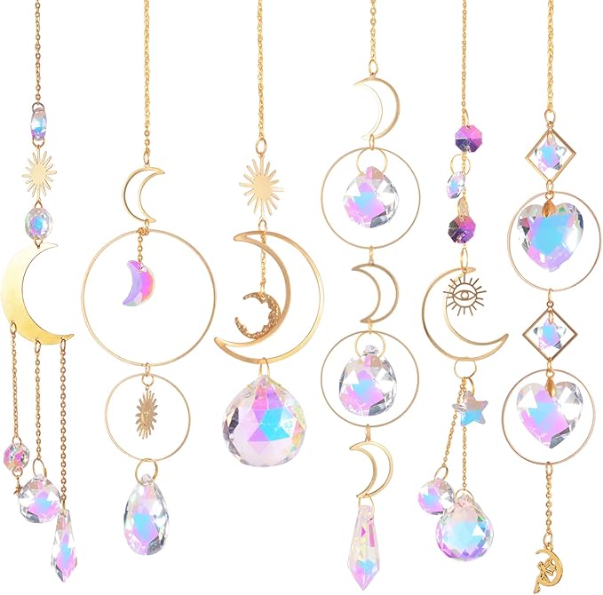 ilclviz Suncatcher Crystal Hanging Sun Catcher Prism with Chain Pendant Ornament Crystal Balls for Window