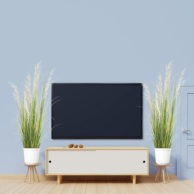 Artificial Plant, 47in Tall, 2pk Grass, Faux House Plant in Pot, Indoor Decorative Flowers & Plants, Housewarming Gift