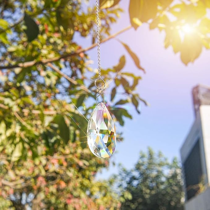 MerryNine 20Pack Crystal Ball 0.8"/20mm Prism Sun Shine Catcher Rainbow Pendants Maker, Hanging Crystals Prisms for Windows, for Feng Shui, for Gift (10pcs-16inches-PendantChains)
