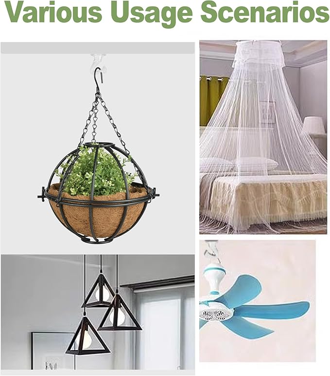 6 pcs Ceiling Hooks for Hanging Plants,Hanging Hanging Lights Metal Small Hooks,Indoor Outdoor Wall Heavy Duty Plant Hanger Swag Hook