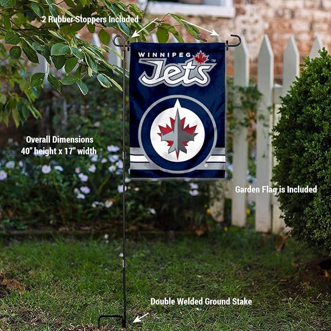 Winnipeg Jets Garden Flag with Pole Stand Holder