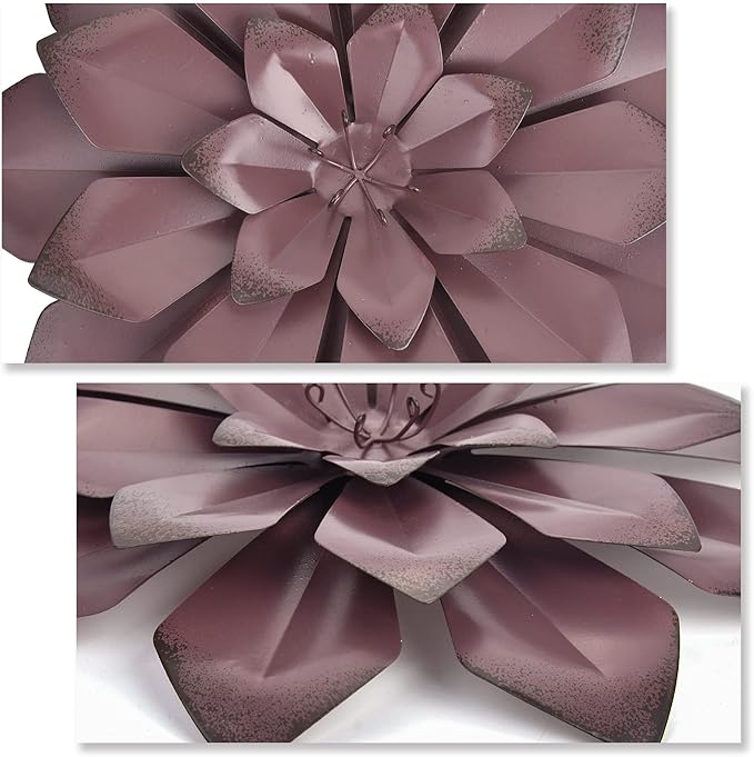 EASICUTI Brown Metal Flower Wall Art Decor Hanging For Indoor Outdoor Home Bathroom Kitchen Dining Room Bedroom Living Room Office Or Wall Sculptures 12 Inch