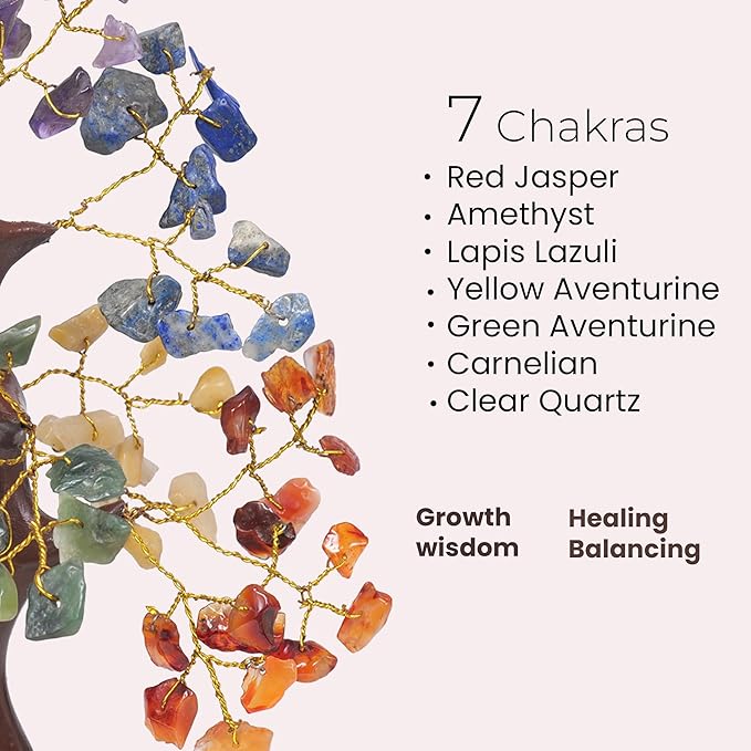 PYOR 7 Chakra Tree of Life, Crystal Tree, Crystals, Seven Chakra Tree, Stones and Crystals, Chakra Tree, Office Decor, Money Tree, Crystal Gifts, Feng Shui Decor, Crystal Tree for Positive Energy