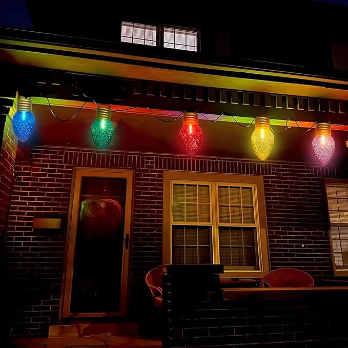 Jumbo Multicolor Christmas String Lights,16FT Jumbo Christmas Hanging Lights with 10 5'' LED C9 Large Strawberry Multicolor Bulbs, Hanging Christmas Decorations Lights for Home Tree Roof Yard Garden