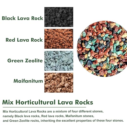 18 Pounds Mix Horticultural Lava Rocks, 5-8 mm Lava Rocks for Plants, Bonsai Rocks Horticultural Grit Soil Cover Gravel for Succulents and Hydroponics, Fairy Gardening, Top Dressing, Plant Drainage