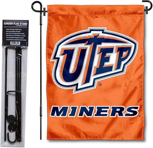 College Flags & Banners Co. Texas El Paso Miners Garden Flag with Stand Holder