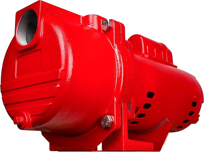 Red Lion RL-SPRK-150-BR 115/230 Volt, 1.5 HP, 71 GPM Cast Iron Sprinkler/Irrigation Pump with Brass Impeller, Red, 97101502