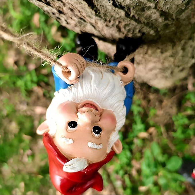 Elenon Climbing Gnomes Tree Faces Decor Outdoor for Yard, Adorable Gnome Tree Hugger Fairy Door Statue for Tree, Funny Garden Tree Peeker Sculpture Yard Patio Art