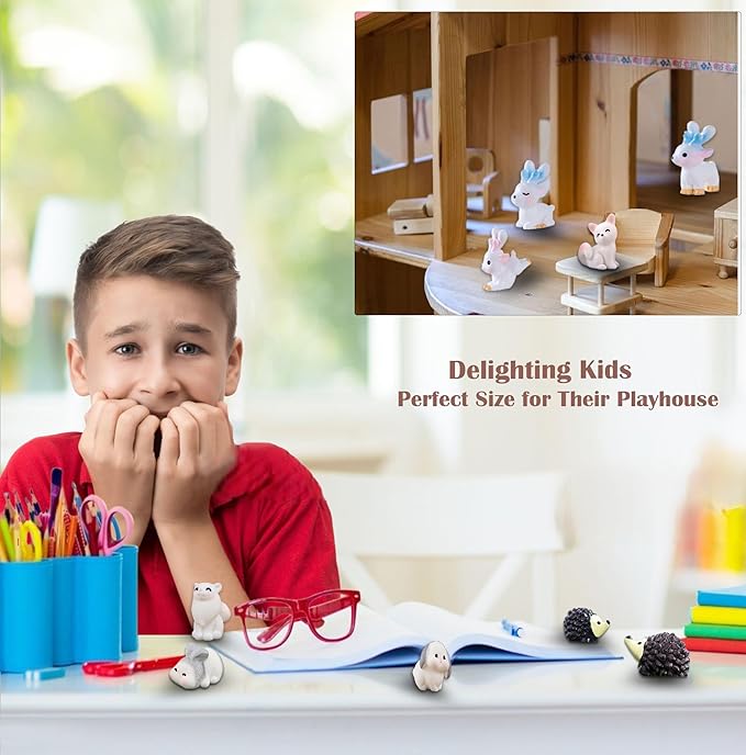 Tiny Resin Animals to Hide Mini Resin Animals 30 PCS Figurines for Miniature Garden, Fairy Garden, Succulents Plants Ornaments, Party Favors (30)