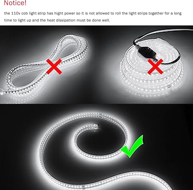 White LED Strip Lights Waterproof, AC 110V, 1800LEDs, 6500k Outdoor LED Rope Light 15M/49.2ft for Garden, Patio, Indoor Outdoor Decoration