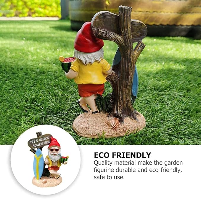 Garden Gnomes Outdoor Funny-It is 5 O'clock Somewhere Gnome Ourdoor Statue for Indoor Outdoor Garden Gnome Sculpture Patio Yard Lawn Dwarf Decoration
